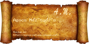Agocs Mátyás névjegykártya