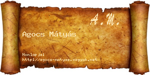 Agocs Mátyás névjegykártya