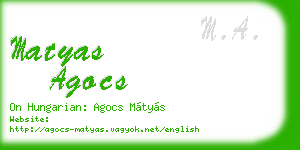 matyas agocs business card